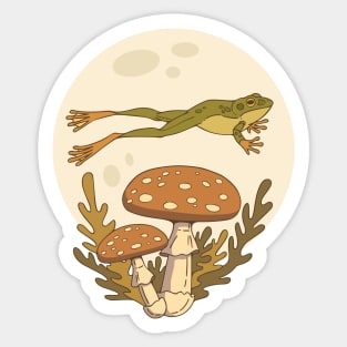 Frog jumping in front of a full moon Sticker